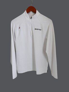 Rhone Mens White 1/4 Zip Pullover Size Small Nylon Blend Athletic Long Sleeve Sh